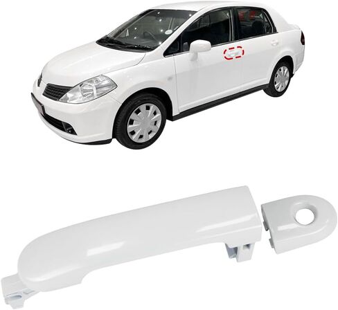 مقبض باب خارجي من COOL STAR مزود بفتحة مفتاح متوافق مع Nissan Versa 2007-2011 Tiida 2007-2012 يستبدل 82641EL12A N1310130 جانب السائق الأيسر الأمامي فضي in Saudi Arabia