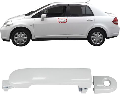 مقبض باب خارجي من COOL STAR مزود بفتحة مفتاح متوافق مع Nissan Versa 2007-2011 Tiida 2007-2012 يستبدل 82641EL12A N1310130 جانب السائق الأيسر الأمامي فضي in Saudi Arabia