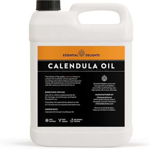 Calendula Oil - Premium Carrier Oil | Nourishing for Skin, Face, Body, Hair Revitalization | Hydrating, Vegan & Cruelty-Free, 1 Fl Oz in Kuwait