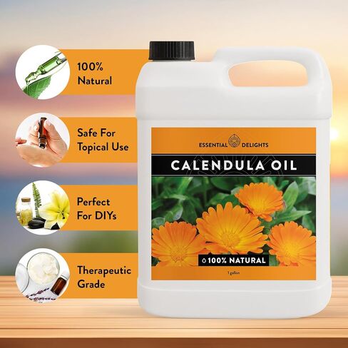 Calendula Oil - Premium Carrier Oil | Nourishing for Skin, Face, Body, Hair Revitalization | Hydrating, Vegan & Cruelty-Free, 1 Fl Oz in Kuwait