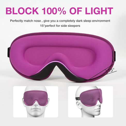 LYSIAN Sleep Eye Mask Men Women-3D Concave Comfortable Cooling Mask Blindfold for Adult Night Sleep Eyes Cover with Foam Ear Plugs for Sleeping, Yoga, Nap, Travel, Black in Kuwait
