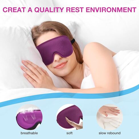 LYSIAN Sleep Eye Mask Men Women-3D Concave Comfortable Cooling Mask Blindfold for Adult Night Sleep Eyes Cover with Foam Ear Plugs for Sleeping, Yoga, Nap, Travel, Black in Kuwait