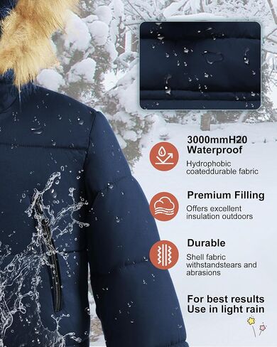 Boy's Winter Coat Waterproof Kids Puffer Jacket Thicken Parka Fleece Lined Bubble Ski Snow Outerwear with Fur Hood in Saudi Arabia