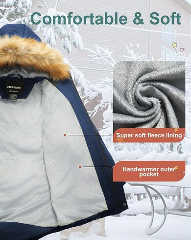 Boy's Winter Coat Waterproof Kids Puffer Jacket Thicken Parka Fleece Lined Bubble Ski Snow Outerwear with Fur Hood in Saudi Arabia