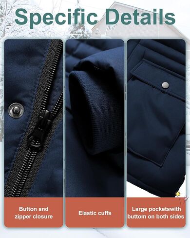 Boy's Winter Coat Waterproof Kids Puffer Jacket Thicken Parka Fleece Lined Bubble Ski Snow Outerwear with Fur Hood in Saudi Arabia