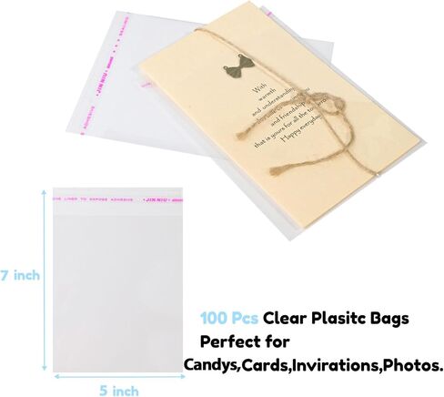 Packsister Self Sealing Cellophane Bags,Clear Resealable Plastic Treat Cookie Bags,Self Adhesive Wrappers for Packaging Gift Giving Cookies, Candy and Products(4X6 Inches,100Pcs) in Saudi Arabia