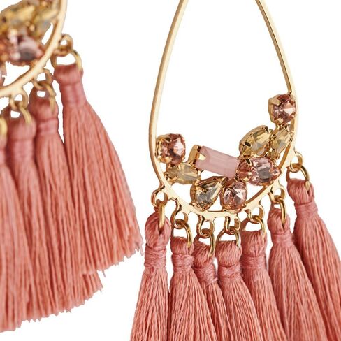LuckyLy Tassel Earrings with Crystals in Saudi Arabia