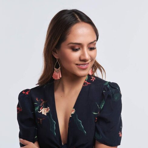 LuckyLy Tassel Earrings with Crystals in Saudi Arabia