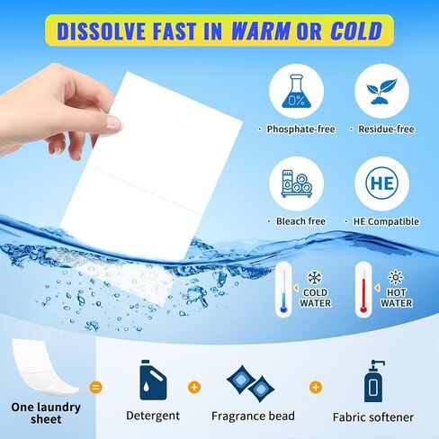 FIXSMITH Laundry Detergent Sheets - 200 Loads (100 Sheets) Fresh Linen Scent - Hypoallergenic,Eco Friendly Laundry Detergent Strips Ultra-Concentrated Travel Detergent Sheets.Plastic-Free,Liquidless in Saudi Arabia