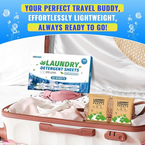 FIXSMITH Laundry Detergent Sheets - 200 Loads (100 Sheets) Fresh Linen Scent - Hypoallergenic,Eco Friendly Laundry Detergent Strips Ultra-Concentrated Travel Detergent Sheets.Plastic-Free,Liquidless in Saudi Arabia