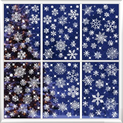 100 PCS Christmas Window Clings - Christmas Window Clings for Glass Windows,Christmas Elf Faces Window Stickers with Snowflake,Double Sided Static Window Clings for Christmas Window Decals(9 Sheets) in Kuwait