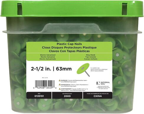 STINGER 0135091 1-1/2" Plastic Cap Ring Shank Nails - Electro Galvanized (2000 ct) in Saudi Arabia