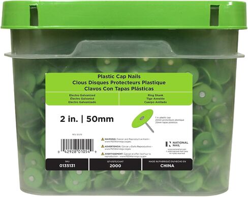 STINGER 0135091 1-1/2" Plastic Cap Ring Shank Nails - Electro Galvanized (2000 ct) in Saudi Arabia