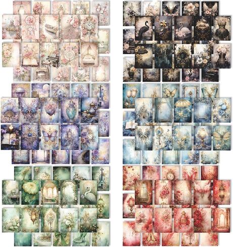 ورق مجلة قوطية عتيقة، Obujopal 100 ورقة ورق قصاصات سحري داكن لمجلة غير المرغوب فيها، صناعة بطاقات مجمعة لتزيين الحرف اليدوية، ورق على جانب واحد، 50 نمطًا in Kuwait