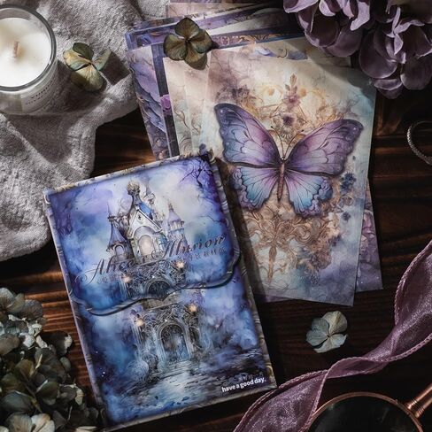 ورق مجلة قوطية عتيقة، Obujopal 100 ورقة ورق قصاصات سحري داكن لمجلة غير المرغوب فيها، صناعة بطاقات مجمعة لتزيين الحرف اليدوية، ورق على جانب واحد، 50 نمطًا in Kuwait