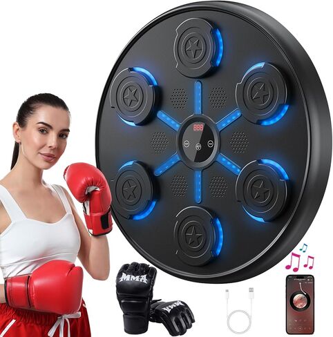 Second Generation Music Boxing Machine with Boxing Gloves, Boxing Machine Wall Mounted Music, Smart Bluetooth Music Boxing Trainer with Gloves, Music Boxing Machine for Adults, Home, Indoor and Gym in Saudi Arabia