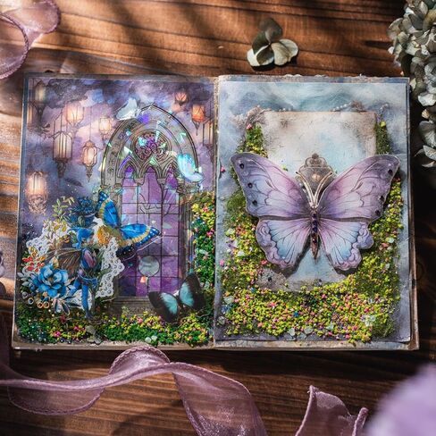 ورق مجلة قوطية عتيقة، Obujopal 100 ورقة ورق قصاصات سحري داكن لمجلة غير المرغوب فيها، صناعة بطاقات مجمعة لتزيين الحرف اليدوية، ورق على جانب واحد، 50 نمطًا in Kuwait