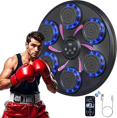 Music Boxing Machine,Wall Mounted Music Boxing Trainer,Smart Bluetooth Workout Punching Equipment for Adults Kids,Perfect for Home,Indoor and Gym,Black in Saudi Arabia
