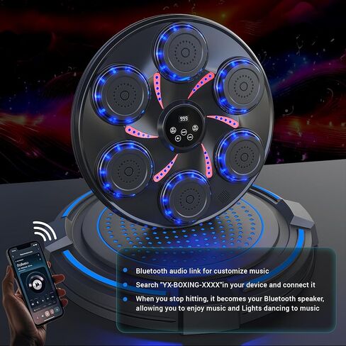 Music Boxing Machine,Wall Mounted Music Boxing Trainer,Smart Bluetooth Workout Punching Equipment for Adults Kids,Perfect for Home,Indoor and Gym,Black in Saudi Arabia
