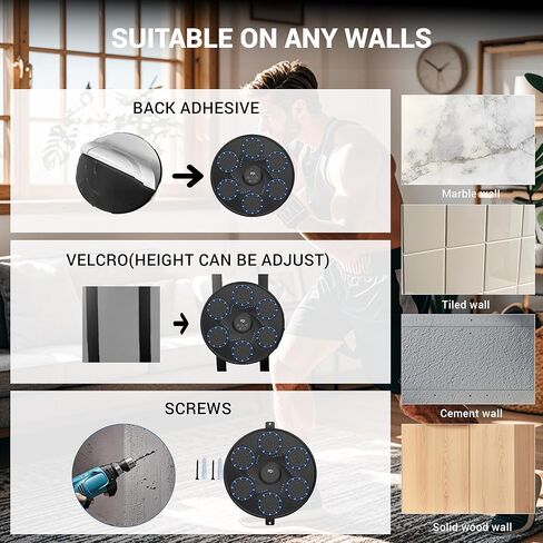 Music Boxing Machine,Wall Mounted Music Boxing Trainer,Smart Bluetooth Workout Punching Equipment for Adults Kids,Perfect for Home,Indoor and Gym,Black in Saudi Arabia