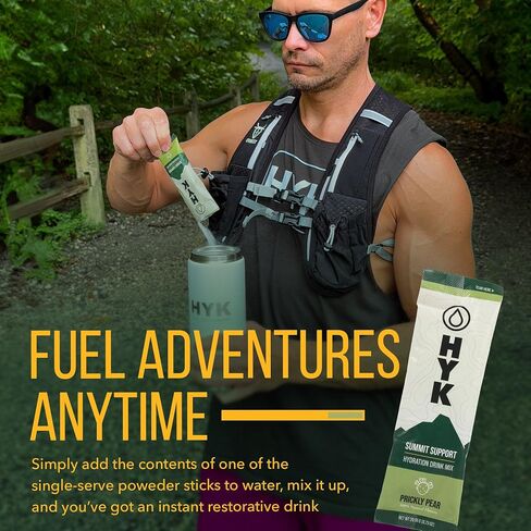 HYK Energy Electrolyte Drink - Hydration Powder Packets for Marathon Runners, Hikers, Endurance Athletes | from Pink Himalayan Salt | Easy Open Single-Serving Stick | Prickly Pear Flavor, 30 Count in Saudi Arabia
