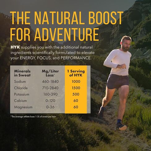 HYK Energy Electrolyte Drink - Hydration Powder Packets for Marathon Runners, Hikers, Endurance Athletes | from Pink Himalayan Salt | Easy Open Single-Serving Stick | Prickly Pear Flavor, 30 Count in Saudi Arabia