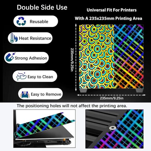 لوحة بناء نمط المشكال السلس + Skynet لـ Creality K1/ K1C/Ender 3 S1/Ender 5 S1/Ender 3 S1 Pro/Ender 3 V3 KE/Ender 3 V3 SE، منصة طابعة ثلاثية الأبعاد بلوحة فولاذية زنبركية مرنة 235 × 235 مم in Kuwait