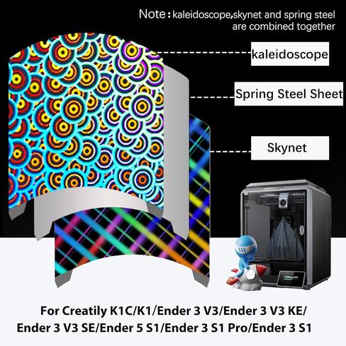 لوحة بناء نمط المشكال السلس + Skynet لـ Creality K1/ K1C/Ender 3 S1/Ender 5 S1/Ender 3 S1 Pro/Ender 3 V3 KE/Ender 3 V3 SE، منصة طابعة ثلاثية الأبعاد بلوحة فولاذية زنبركية مرنة 235 × 235 مم in Kuwait