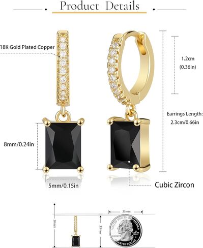 Small Hoop Earrings for Women, 18k Gold Plated Huggie Dangle Earrings Dainty Green Drop Earrings Jewelry For Women Gift in Saudi Arabia