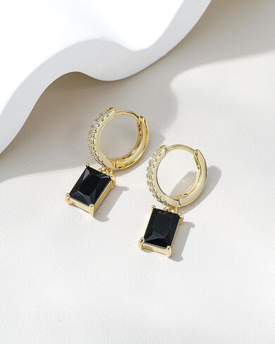 Small Hoop Earrings for Women, 18k Gold Plated Huggie Dangle Earrings Dainty Green Drop Earrings Jewelry For Women Gift in Saudi Arabia