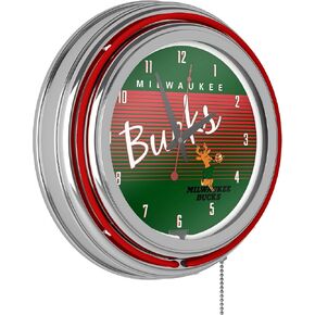 Milwaukee Bucks Hardwood Classics NBA Chrome Neon Clock