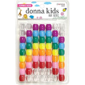 DONNA Jumbo Plastic Hair Beads, Hair Beads for Kids DIY Hair Braiding plastic beads for braid hair 1pc Quick Beaders for Kids Hair Braids (METALLIC ASST)