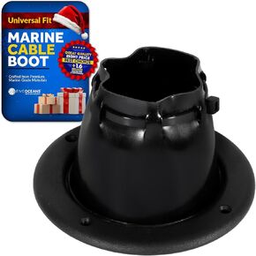 Five Oceans Cable Boot - Boat Transom and Motor Well Rigging Boot Flexible Opening with Cable Tie, 2-inch Diameter Boot - Universal Fit, Black - FO4797
