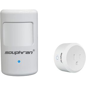 Upgraded Plug-in Motion Activated Light Control, Souphran Wireless Motion Detector and Plug Set, No Wiring, Adjustable Detection Range, Always-on Timer and Light Sensor, (1 Pack-new)