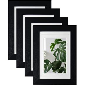 إطارات الصور Egofine 4 عبوات عرض الصور 5x7/8x10 مع حصيرة أو 11x14 بدون حصيرة مصنوعة من الخشب الصلب المغطى بزجاج شبكي لعرض سطح الطاولة وإطار صور مثبت على الحائط، بني فاتح in Kuwait