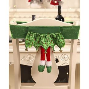 Christmas Chair Back Cover, Xmas Chair Sashes Swags Bows Santa Mrs Claus Elf Belt Chair Slipcover Ornament Decorations for Dining Room (Mrs Claus)