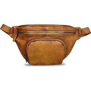 Genuine Leather Fanny Pack for Women and Men Vintage Real Leather Sling Bag Crossbody Bag Fashion Waist Bag Chest Purse (Coffee)