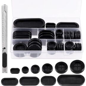 Hilitchi 10Pcs 25x60mm Oval Double-Sided Rubber Grommet Assorments Kit, Drill Hole Firewall Hole Plugs Grommets and Electrical Appliance Grommets Wire Protection(63/64" x 2-23/64" 25 x 60mm)