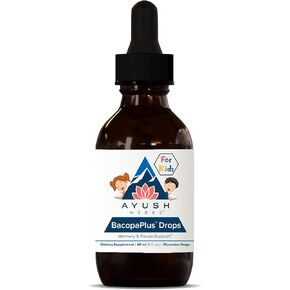 Ayush Herbs Bacopa Plus Kids Drops, Alcohol-Free Support for Focus & Calm, 2 Fl.Oz (Pack of 1)