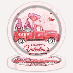 ASVNRES Valentine's Day Paper Plates Party Theme Paper Plates, Pink Disposable Plates Love Party Round Plate (10)