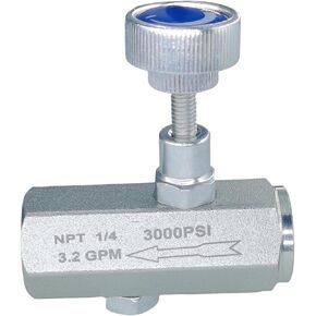 Hydraulic flow control valve 1/4" NPT 3GPM, Throttle choke valve NPT 3000PSI pressure regulate reducing, Galvanized Steel