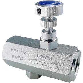 صمام التحكم في التدفق الهيدروليكي 1/4 "NPT 3GPM، صمام خنق الخانق NPT 3000PSI ينظم الضغط، فولاذ مجلفن