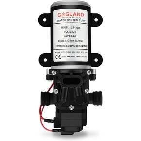 GASLAND 12V RV Water Pump Kit, 1.6 GPM Camper Water Pressure Pump with Pressure Switch, 65 PSI Self Priming Diaphragm Pump for Camper Boat Marine RV Kitchen Bathroom Gas Hot Water System