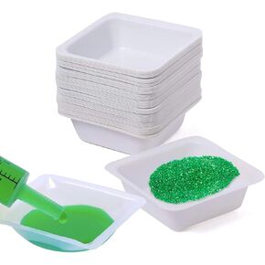 Weigh Boats Medium 100ml, 63 Pack Disposable Plastic Trays for Scale, Square Weighing Dishes for Powder Weight, Epoxy, Food Sample Tray Pour Boat, Anti-Static Polystyrene Lab Dish, Container Pans