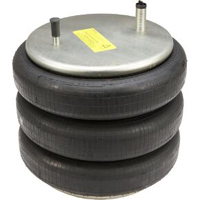 454-8043L Air Spring, Triple Convoluted, 4.72" Collapsed Height, 10.2" Top plate Diameter, 10.1" Bottom Plate Diameter, Two Stud Top Plate Four Hole Bottom Plate