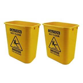 Acrimet Bucket and Wet Floor Sign, Leak Collector Bucket, Caution Wet Floor, Bilingual Safety Sign on Both Sides in English and Spanish, 27 Quart (Plastic) (Yellow Color) (Set of 2)