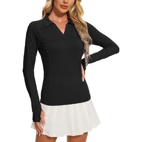 MathCat Women's Long Sleeve Golf Shirts UPF50+ Quickly Dry Tennis Polo Lightweight Sports Athletic Tops