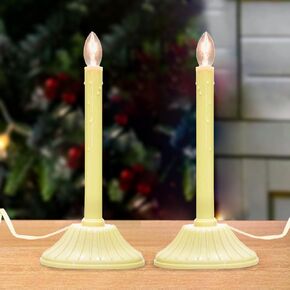 Vintage Christmas Candle Light-3 Light Electric Window Candle Light Ivory/Cream Candle Candolier with 4 C7 Bulbs(2 Spare) for Home Christmas Decorations Holiday Party