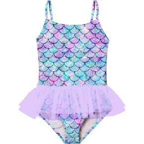 swimsobo Girls One Piece Swimsuit Colorful Mermaid Bathing Suit Cute Swimwear for 2-10 Years