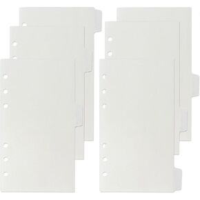 6 Holes Personal Size A6 Binder Dividers, Insertable Sturdy 6-Tab Plastic Binder Index Dividers, Clear PVC Dividers for Loose-Leaf Binder Planners, Set of 2 with Stickers